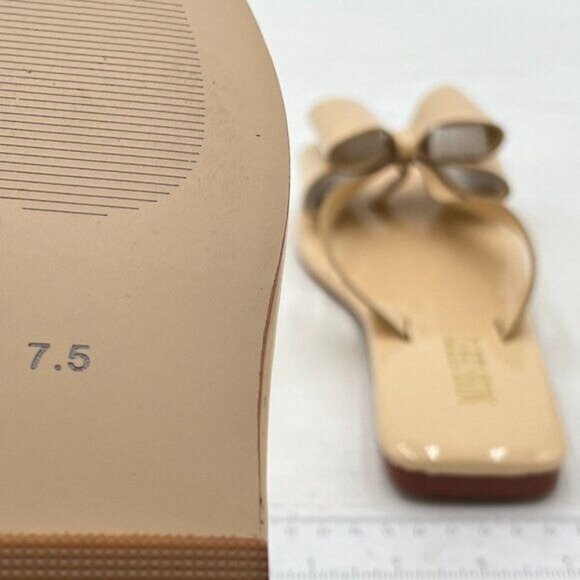 miss left Nude Versatile Open Square Toe Flip Flops Double Bowknots Slip On Shoe - Picture 6 of 8
